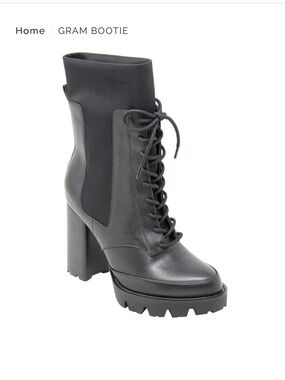 Charles David Black Lace-Up Platform Lug Heel Boot